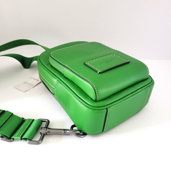 Coach CX071 Racer Sling Pack Leather Messenger Bag Kelly Green - Picture 6 of 7